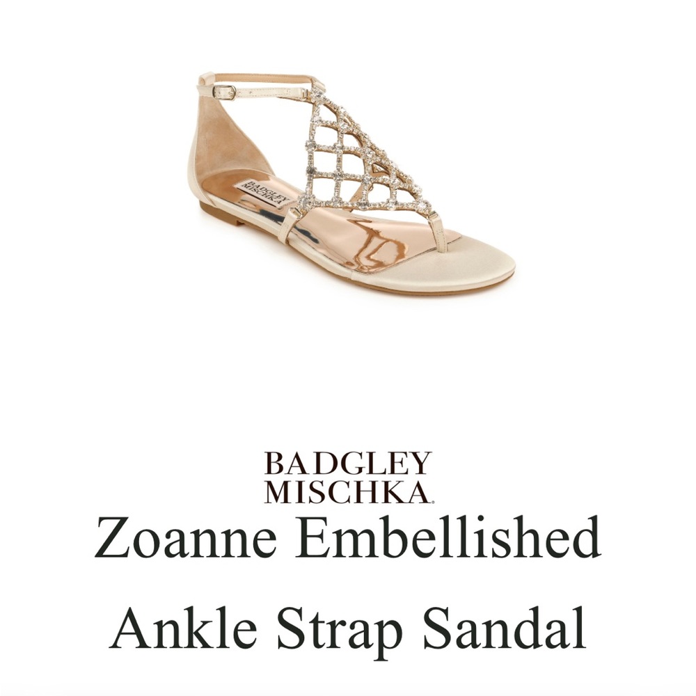 Badgley Mischka Zoanne Embellished Ankle Strap Sandal-EXCELLENT condition